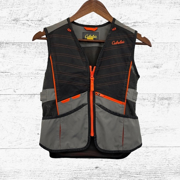 Cabela's Charcoal and Slate Vest with Tangerine Highlights - Picture 1 of 4